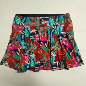 Dona Jo Tropical Toucan‎ Print Golf Tennis Skort Skirt Shorts XL Colorful